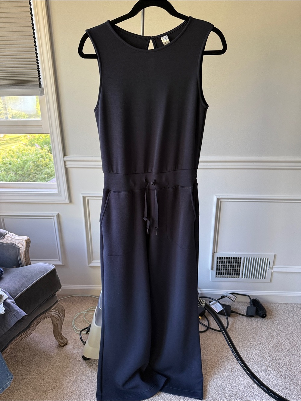 spanx Sleeveless Black Jumpsuit with Drawstring Waist